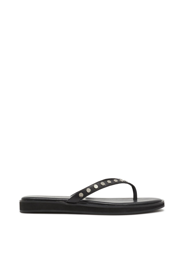 THE TAHNEE BLACK STUDDED THONG