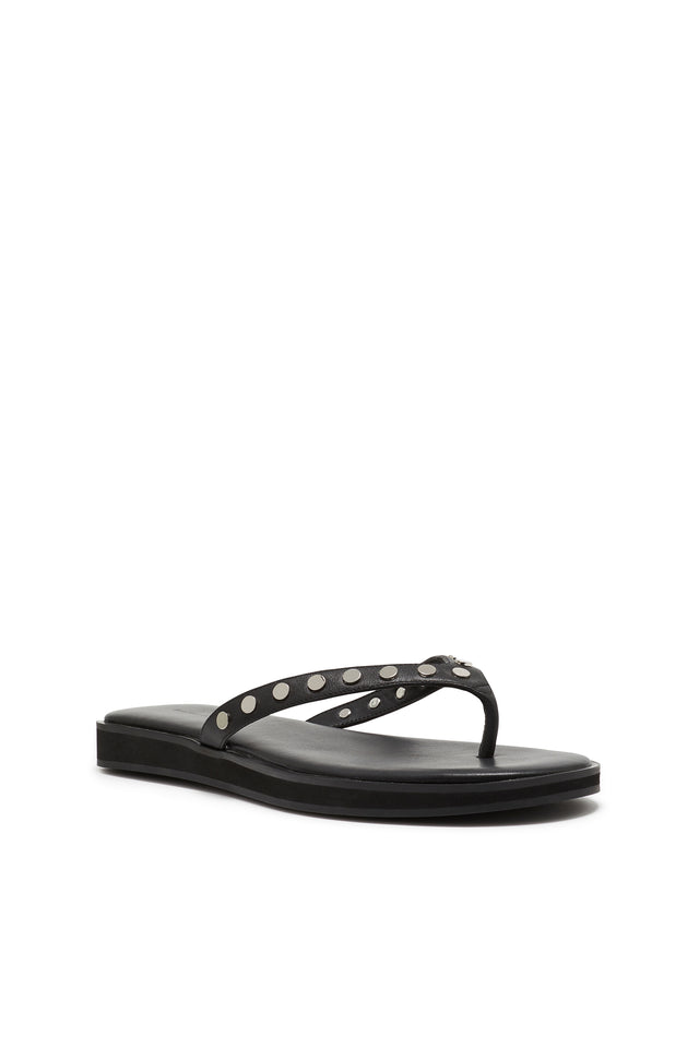 THE TAHNEE BLACK STUDDED THONG 