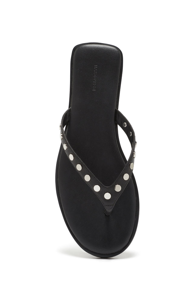 THE TAHNEE BLACK STUDDED THONG 