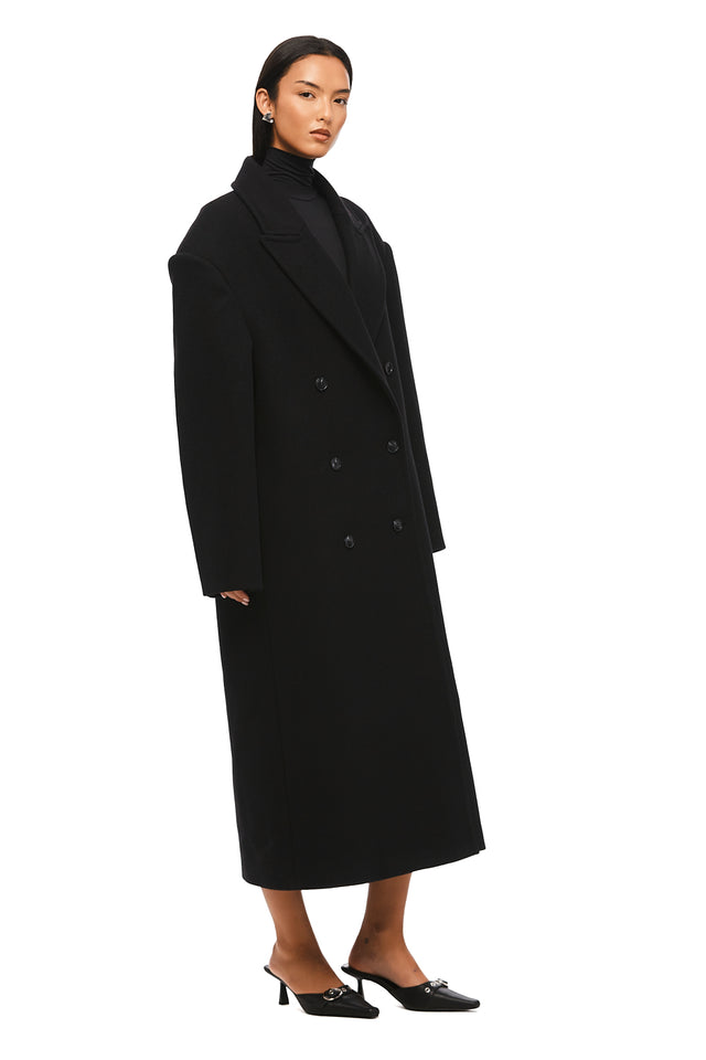 THE BOSTON OVERSIZED BLACK WOOL BLEND COAT 