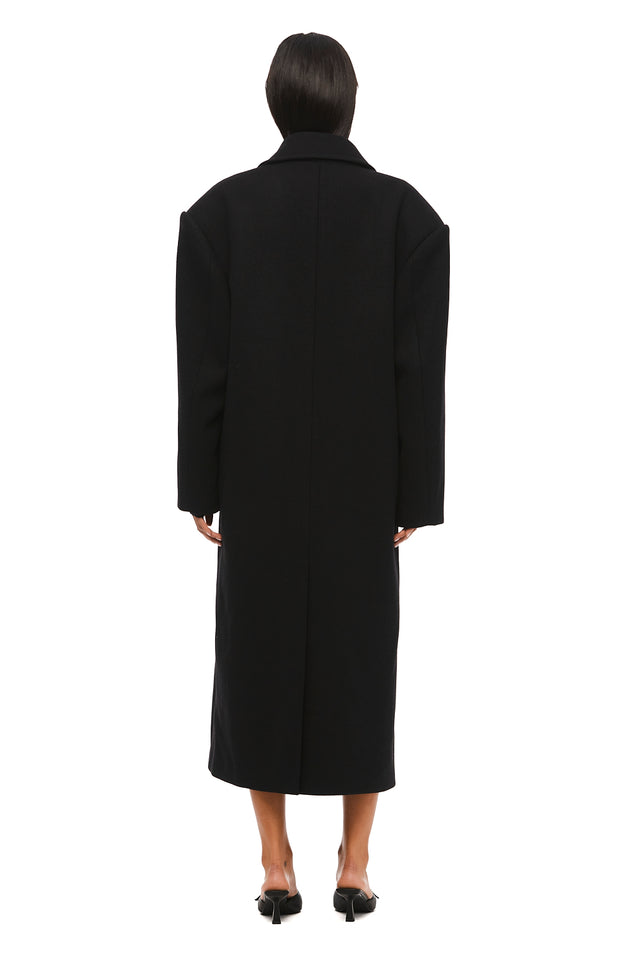 THE BOSTON OVERSIZED BLACK WOOL BLEND COAT 