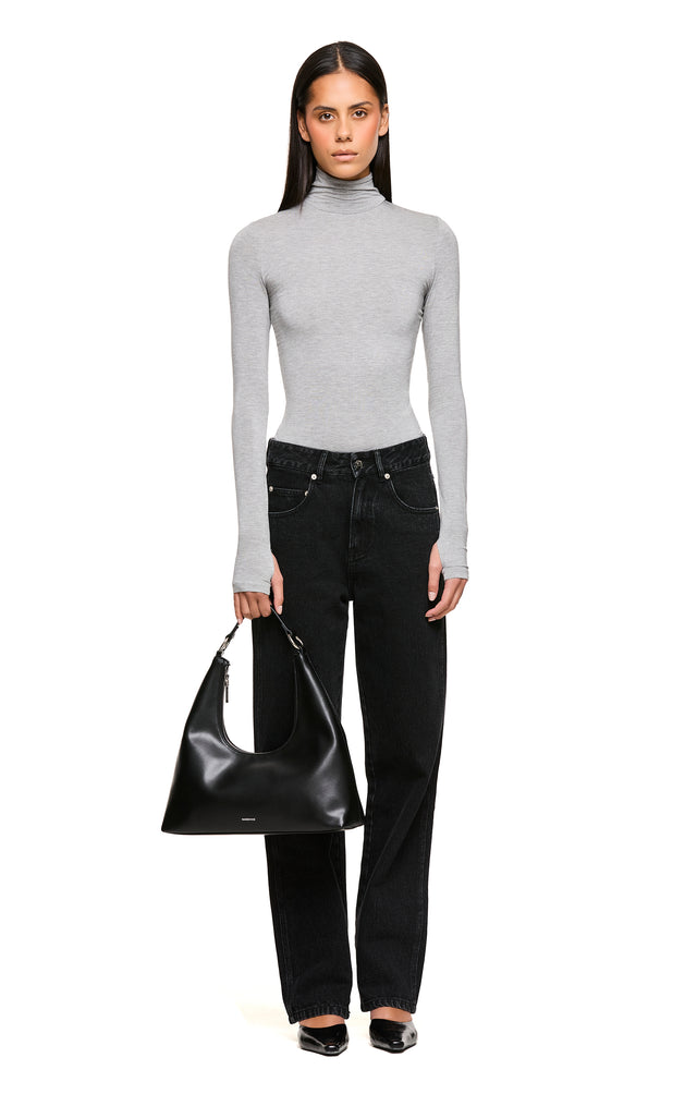 THE TULSA GREY MARLE TURTLENECK TOP 