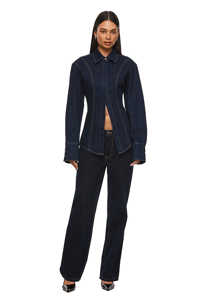 THE WATSON DARK INDIGO SHIRT | model