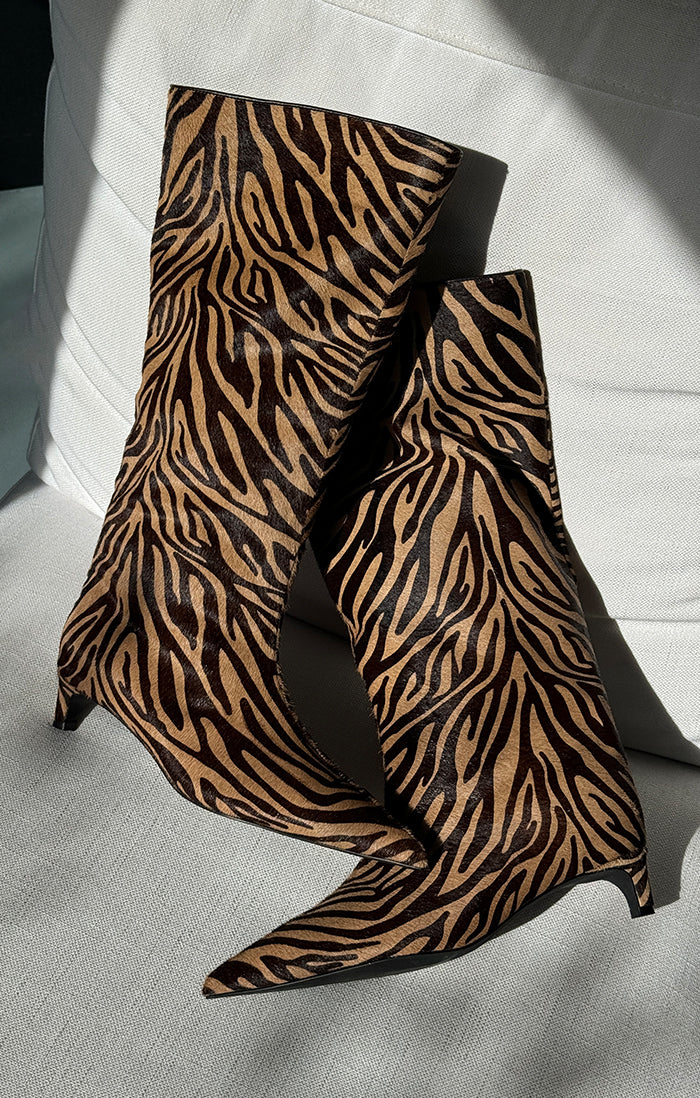 THE STACEY ZEBRA BROWN BOOT | LIFESTYLE