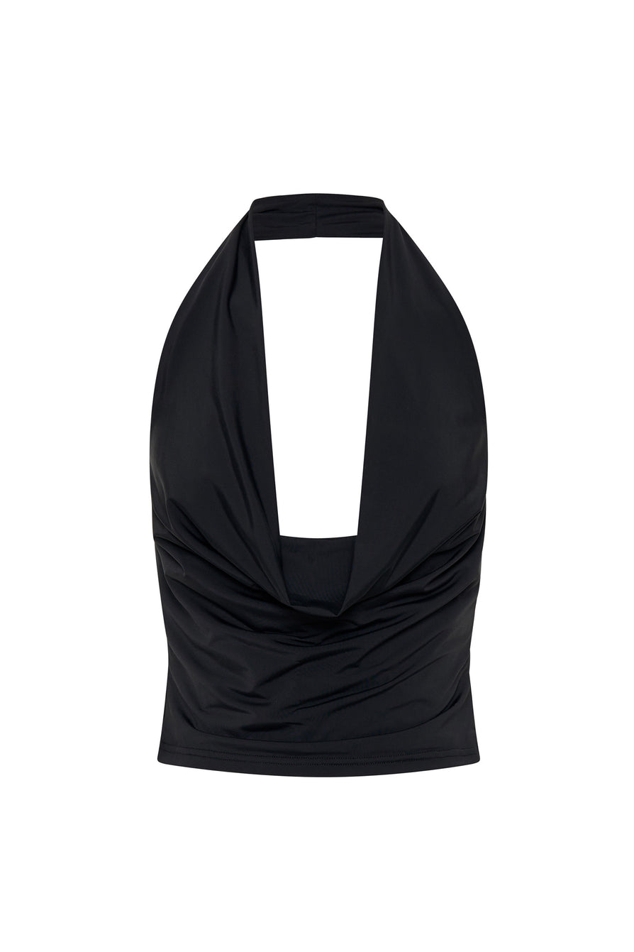 THE ABBY BLACK HALTER TOP | ghost