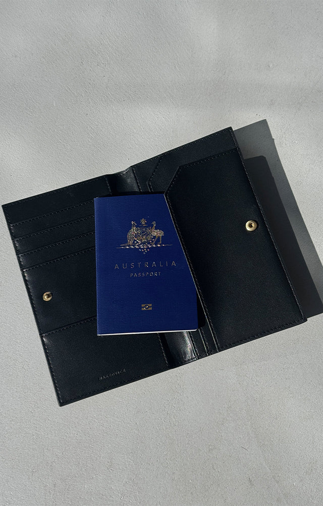 THE SALERNO BLACK PASSPORT WALLET 