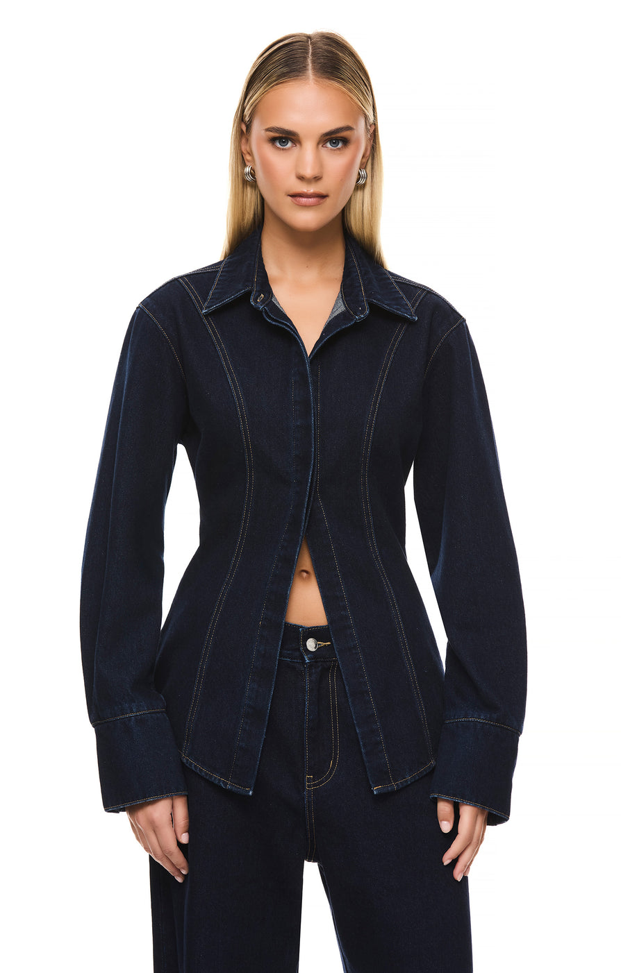 THE WATSON DARK INDIGO SHIRT | model