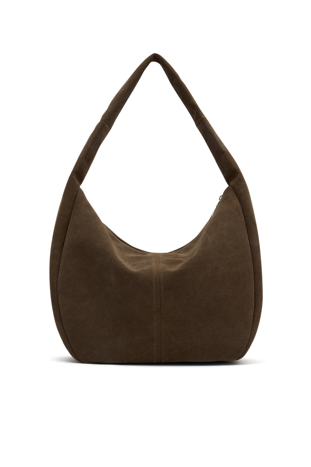 THE ZOE COCOA SUEDE BAG