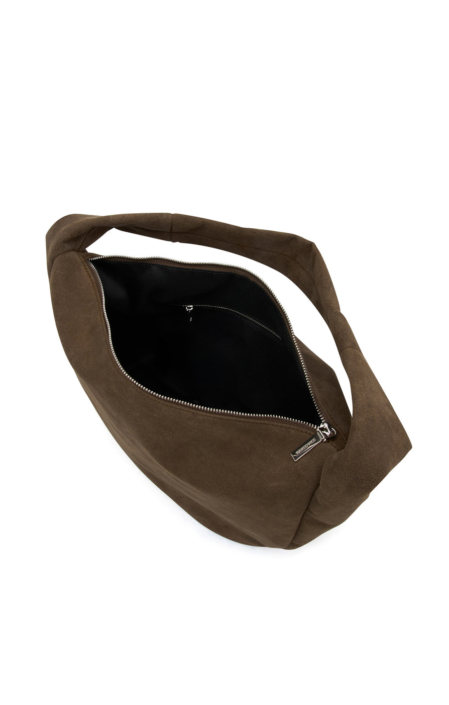 THE ZOE COCOA SUEDE BAG